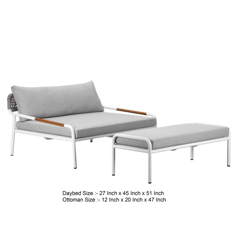 Pemberly Row 2 Piece Outdoor Daybed Set with White Aluminum Frames