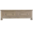 Pemberly Row Queen Sleigh Bed with 2 Drawer Footboard in Wire Brushed Gray