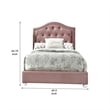 Pemberly Row Twin Bed with Button Tufted Arched Headboard in Pink