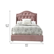 Pemberly Row Twin Bed with Button Tufted Arched Headboard in Pink