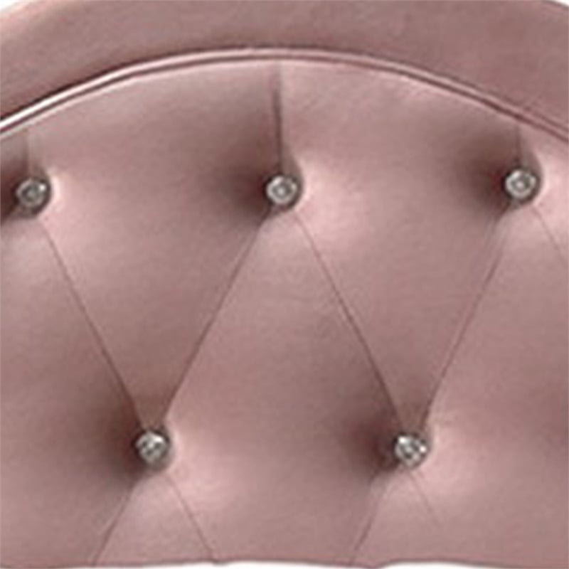 Pemberly Row Twin Bed with Button Tufted Arched Headboard in Pink