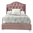 Pemberly Row Twin Bed with Button Tufted Arched Headboard in Pink