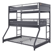 Pemberly Row Twin Over Twin Over Full Metal Bunk Bed with Ladder in Gray