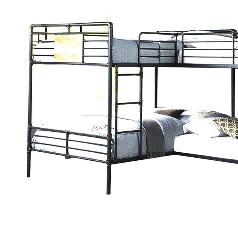 Pemberly Row Twin over Full Bunk Bed in Sandy Black & Dark Bronze