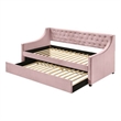 Pemberly Row Twin Daybed with Sloped Track Arms and Trundle in Pink