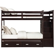 Pemberly Row Twin Bunk Bed with Trundle and 5 Drawer Ladder in Brown
