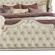Pemberly Row Queen Bed with Tufted Velvet and French Carved Wood in Ivory