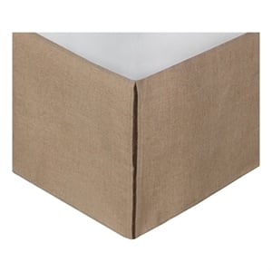 Pemberly Row Full Bed Skirt with Split Corners and Burlap Drop in Brown