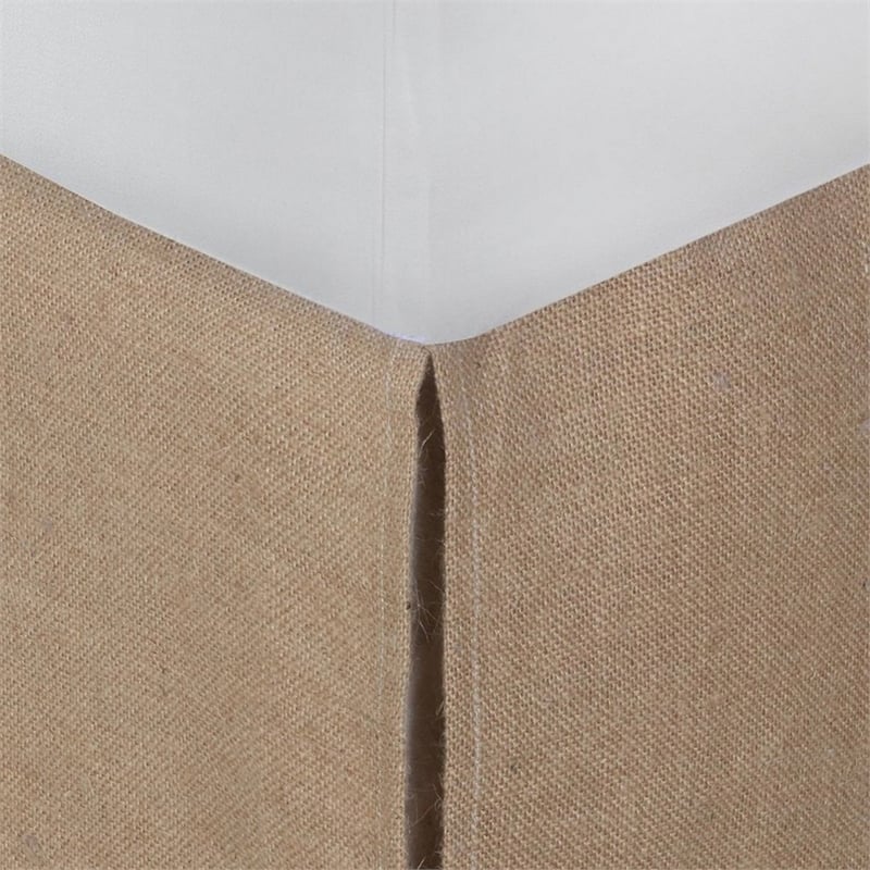 Pemberly Row King Bed Skirt with Split Corners and Burlap Drop in Brown