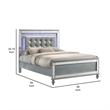 Pemberly Row Twin Bed with LED Tufted Faux Leather Headboard in Silver