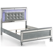 Pemberly Row Twin Bed with LED Tufted Faux Leather Headboard in Silver