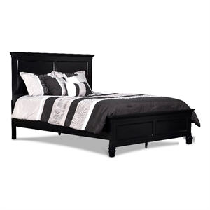 pemberly row full bed with classic molded panel headboard in black wood