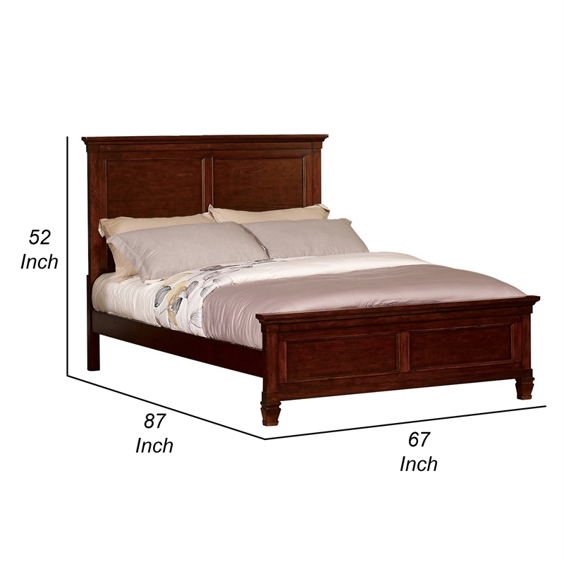 Pemberly Row Queen Bed with Classic Molded Panel Headboard in Brown Wood