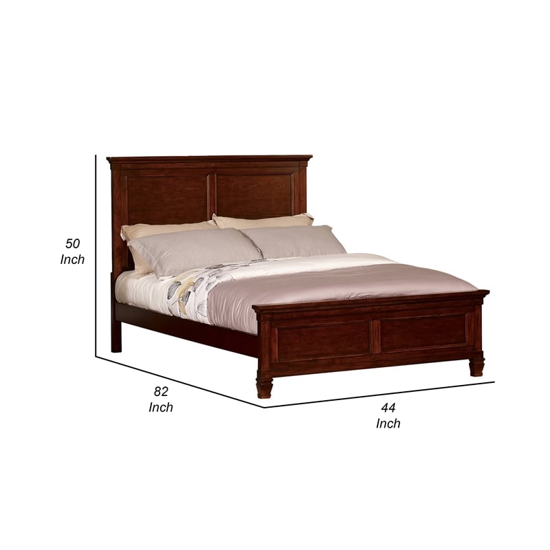 Pemberly Row Twin Bed with Classic Molded Panel Headboard in Brown Wood