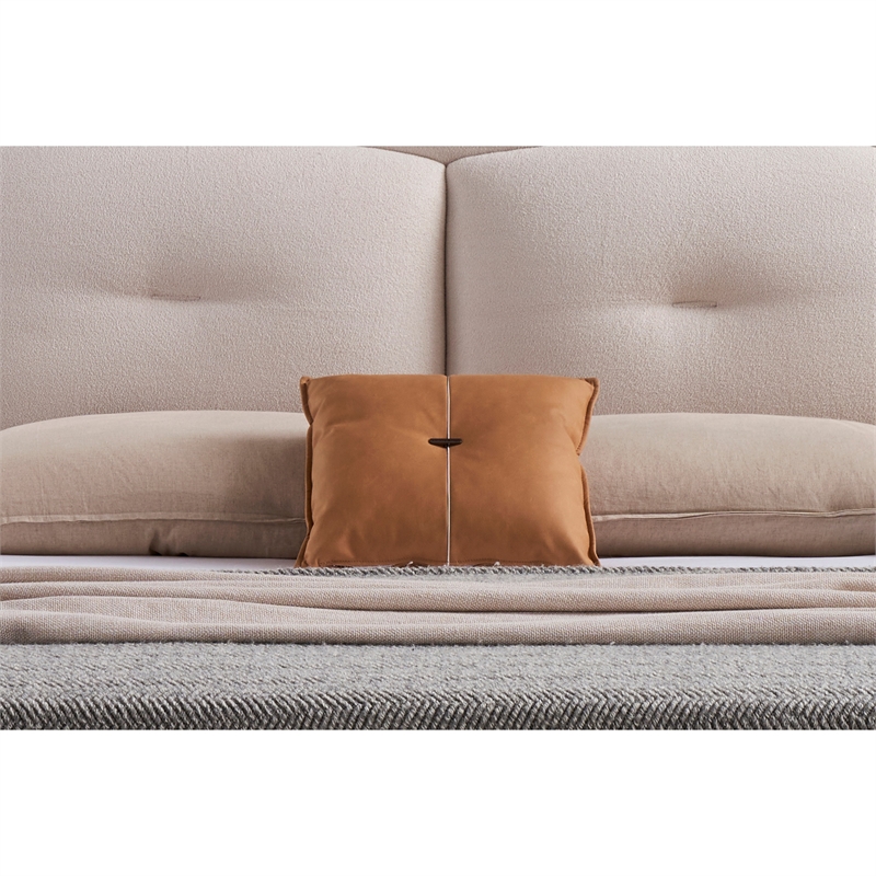 Pemberly Row California King Bed with Pillow Headboard in Ivory