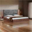Pemberly Row King Platform Bed with Panel Headboard in Gray and Brown
