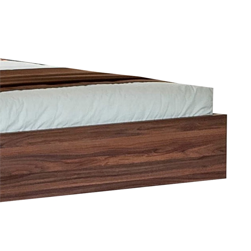 Pemberly Row King Platform Bed with Panel Headboard in Gray and Brown