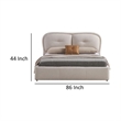 Pemberly Row King Bed with Padded Tufted Fabric Headboard in Ivory