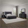 Pemberly Row 4 Piece Full Bedroom Set with LED Bed in Black and Gold