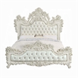 Pemberly Row King Bed with Victorian Carved Headboard in Vintage White