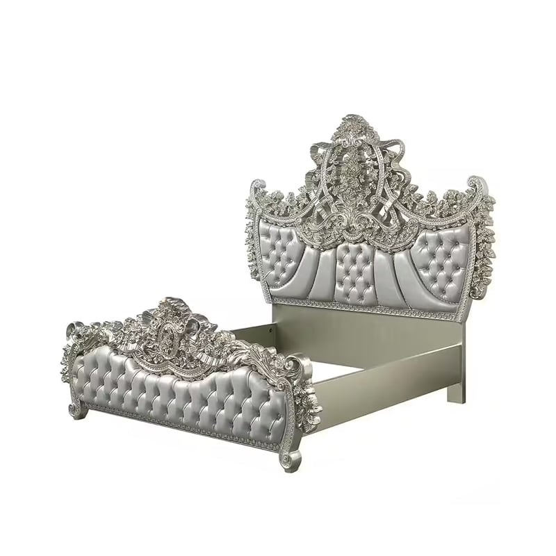 Pemberly Row King Bed with Victorian Carved Headboard in Champagne Gold