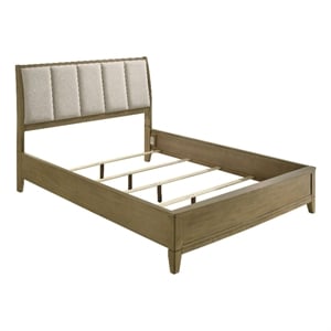 Pemberly Row King Bed with Tall Block Pattern Headboard in Ivory