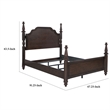 Pemberly Row Queen Poster Bed with Carved Headboard in Dark Oak Brown
