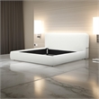 Pemberly Row Queen Bed with Cushioned Upholstered Headboard in Ivory