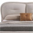 Pemberly Row Queen Bed with Padded Tufted Fabric Headboard in Ivory