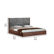 Pemberly Row Queen Platform Bed with Panel Headboard in Gray and Brown
