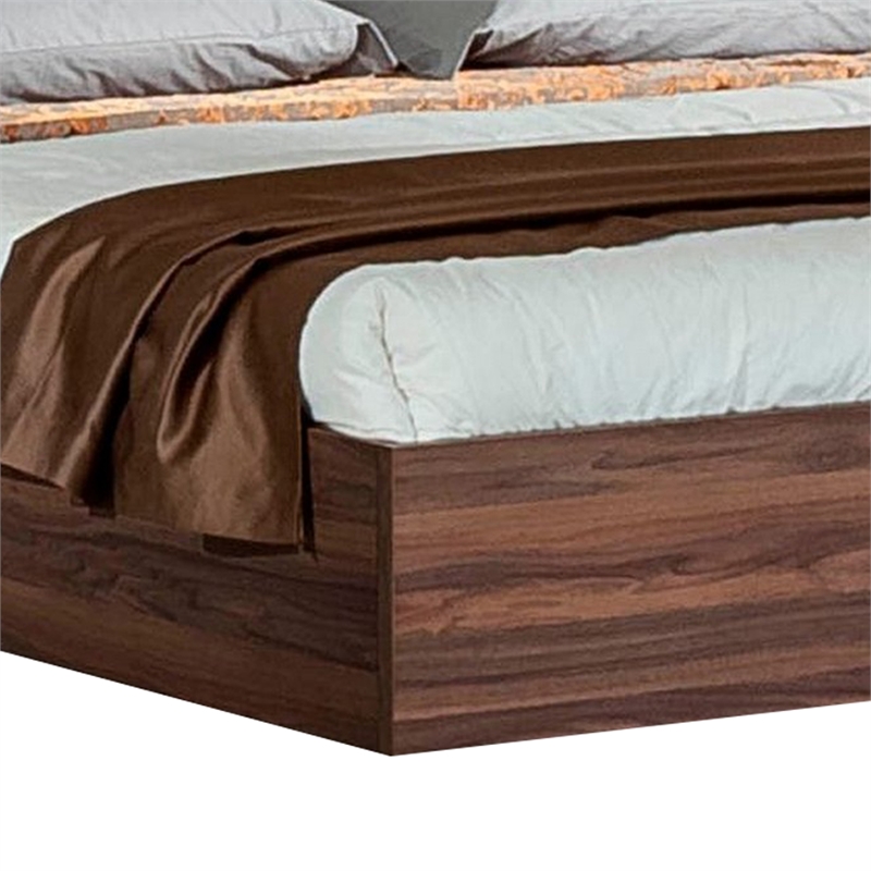 Pemberly Row Queen Platform Bed with Panel Headboard in Gray and Brown