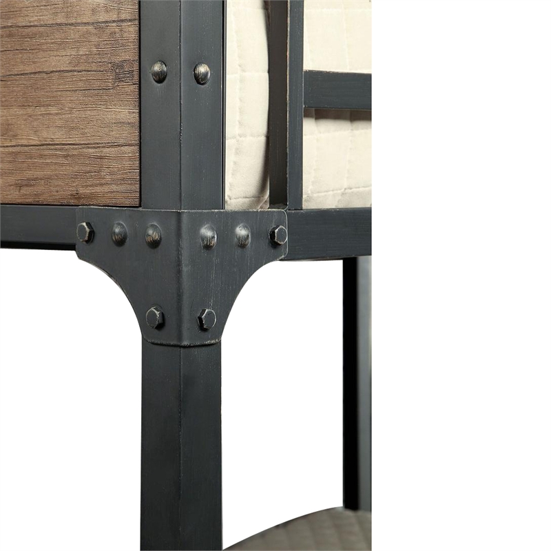 Pemberly Row Wooden and Metal Full Bunk Bed with Ladder in Black