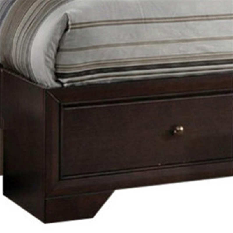 Pemberly Row Eastern King Bed with Display Shelves in Dark Brown