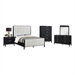 Pemberly Row 5 Piece Queen Bedroom Set with Tufted Headboard in Black