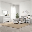 Pemberly Row 4 Piece Twin Storage Bedroom Set in White/Glitter Stripes