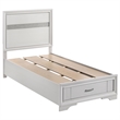 Pemberly Row 4 Piece Twin Storage Bedroom Set in White/Glitter Stripes
