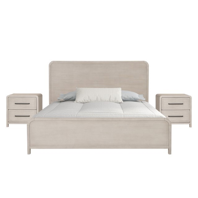 Pemberly Row 5 Piece Queen Bedroom Set with 2 Nightstands in Oak Beige