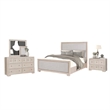 Pemberly Row 4 Piece Queen Bedroom Set with Mirror in Tawny Brown