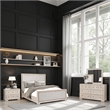 Pemberly Row 4 Piece Queen Bedroom Set with Mirror in Tawny Brown