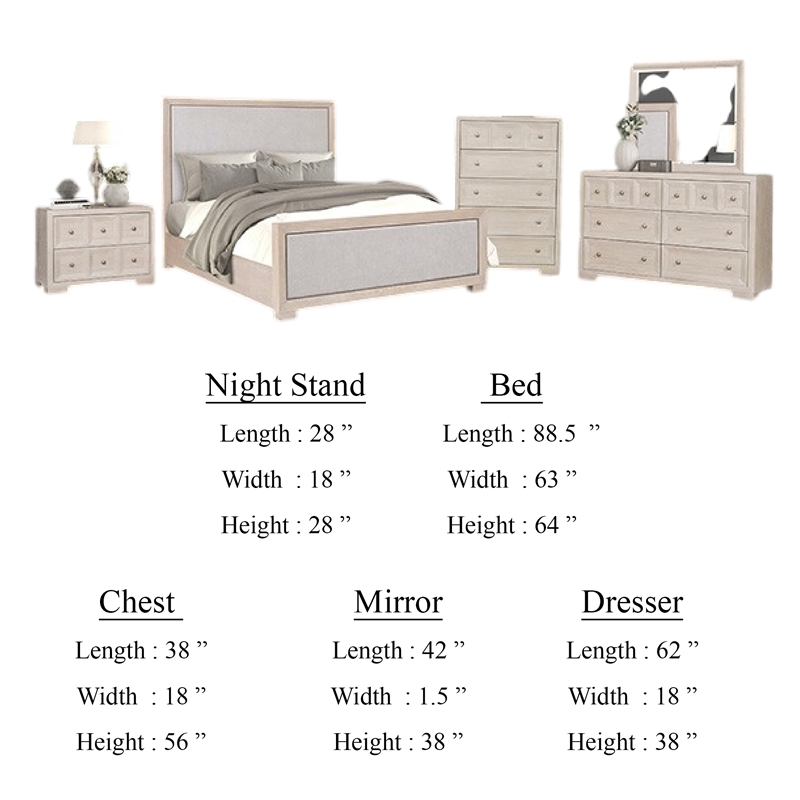 Pemberly Row 5 Piece Queen Bedroom Set with Tall Chest in Tawny Brown