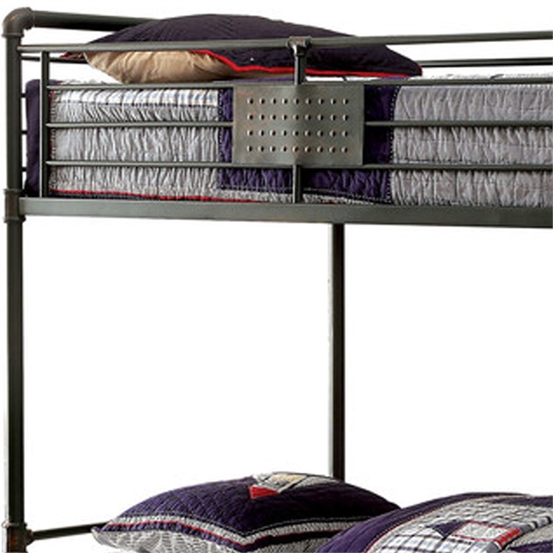 Pemberly Row Industrial Twin Metal Bunk Bed with Ladder in Black