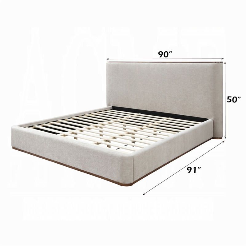 Pemberly Row Upholstered King Bed with Low Profile Footboard in Gray