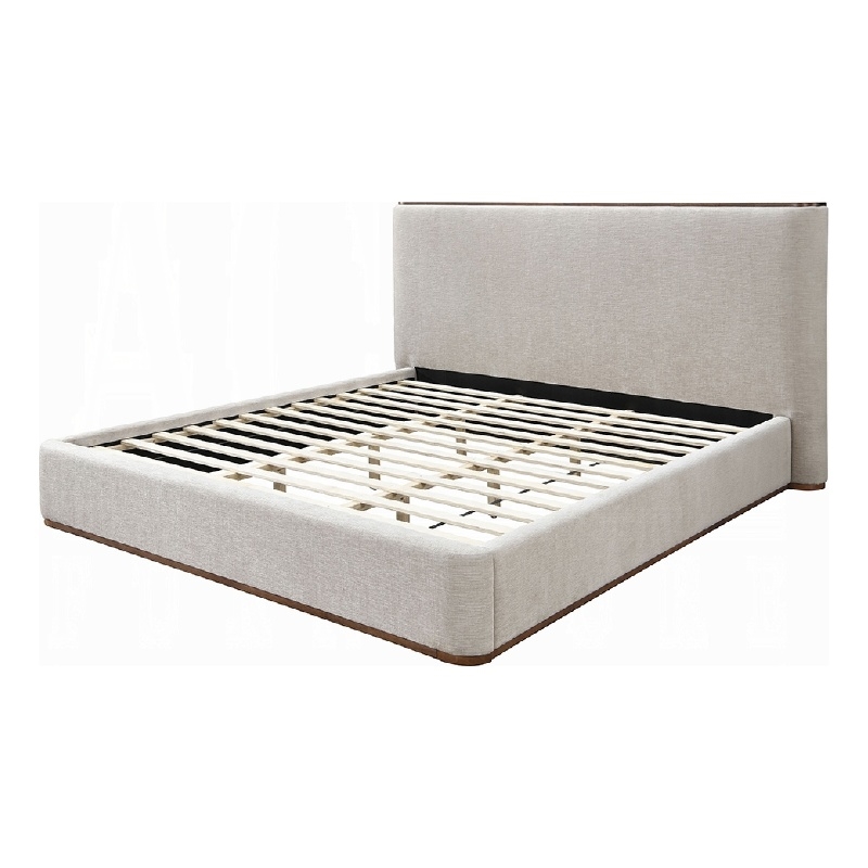 Pemberly Row Upholstered King Bed with Low Profile Footboard in Gray