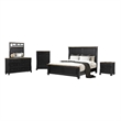 Pemberly Row 5 Piece Queen Bedroom Set in Black and Rustic Oak Brown