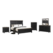 Pemberly Row 5 Piece Queen Bedroom Set in Black and Rustic Oak Brown