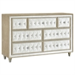 Pemberly Row 4 Piece Queen Bedroom Set with Velvet Headboard in Ivory