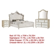 Pemberly Row 4 Piece Queen Bedroom Set with Velvet Headboard in Ivory