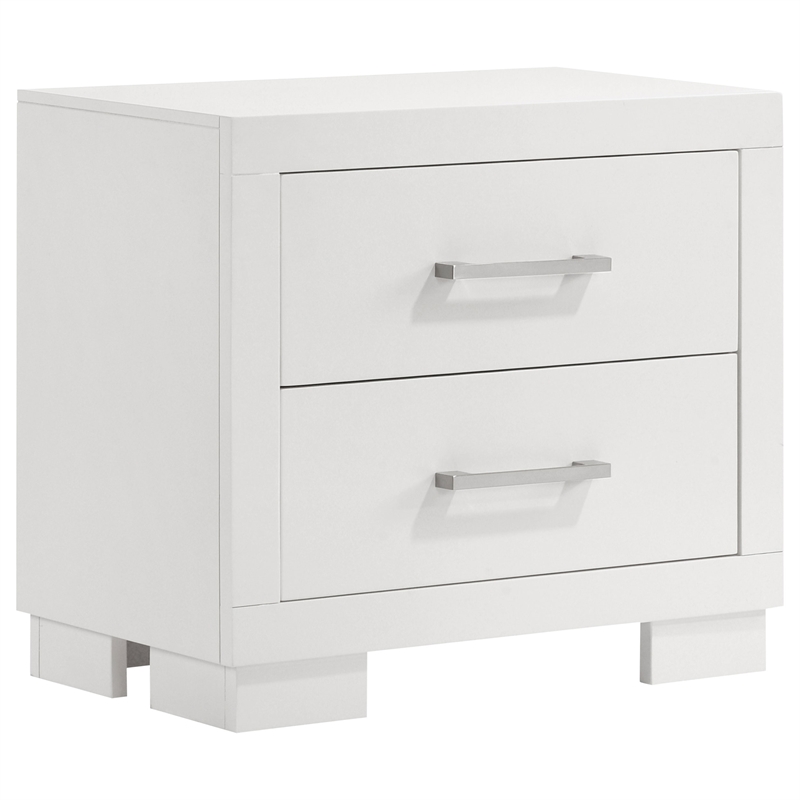 Pemberly Row 6 Piece Queen Bedroom Set with LED-Lit Bed in Snow White Wood