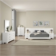 Pemberly Row 6 Piece Queen Bedroom Set with LED-Lit Bed in Snow White Wood