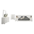 Pemberly Row 6 Piece Queen Bedroom Set with LED-Lit Bed in Snow White Wood